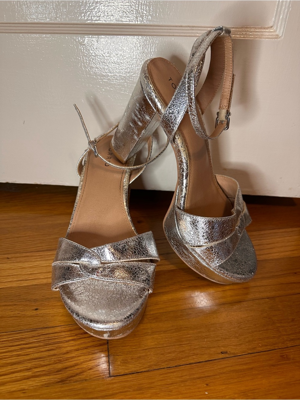 torrid Silver Metallic Platform Ankle-Strap Sandals